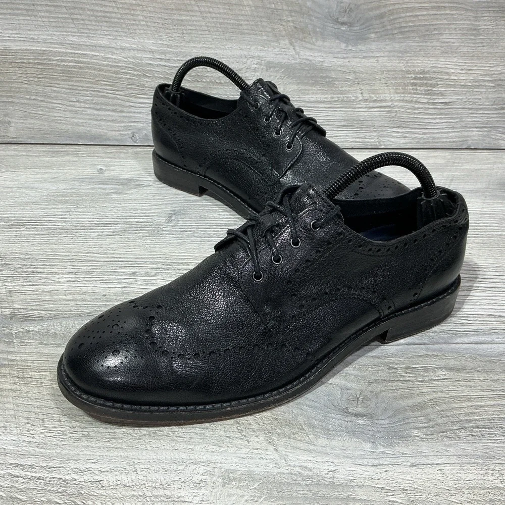 Cole Haan Grand 360 Feathercraft Wingtip Oxford Shoes Black C32144 Mens Size 8.5
